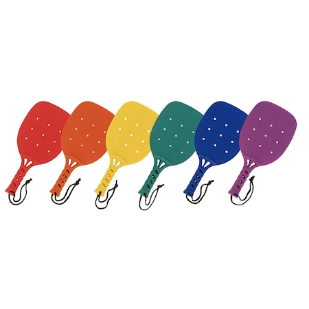 Champion Sports Plastic Paddleball Rackets, Set of 6 Assorted Colors MRSET